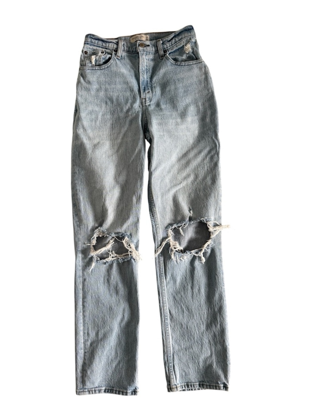 Abercrombie 90s Straight Light Wash Distressed High-Rise Women’s Jeans size 6/28
